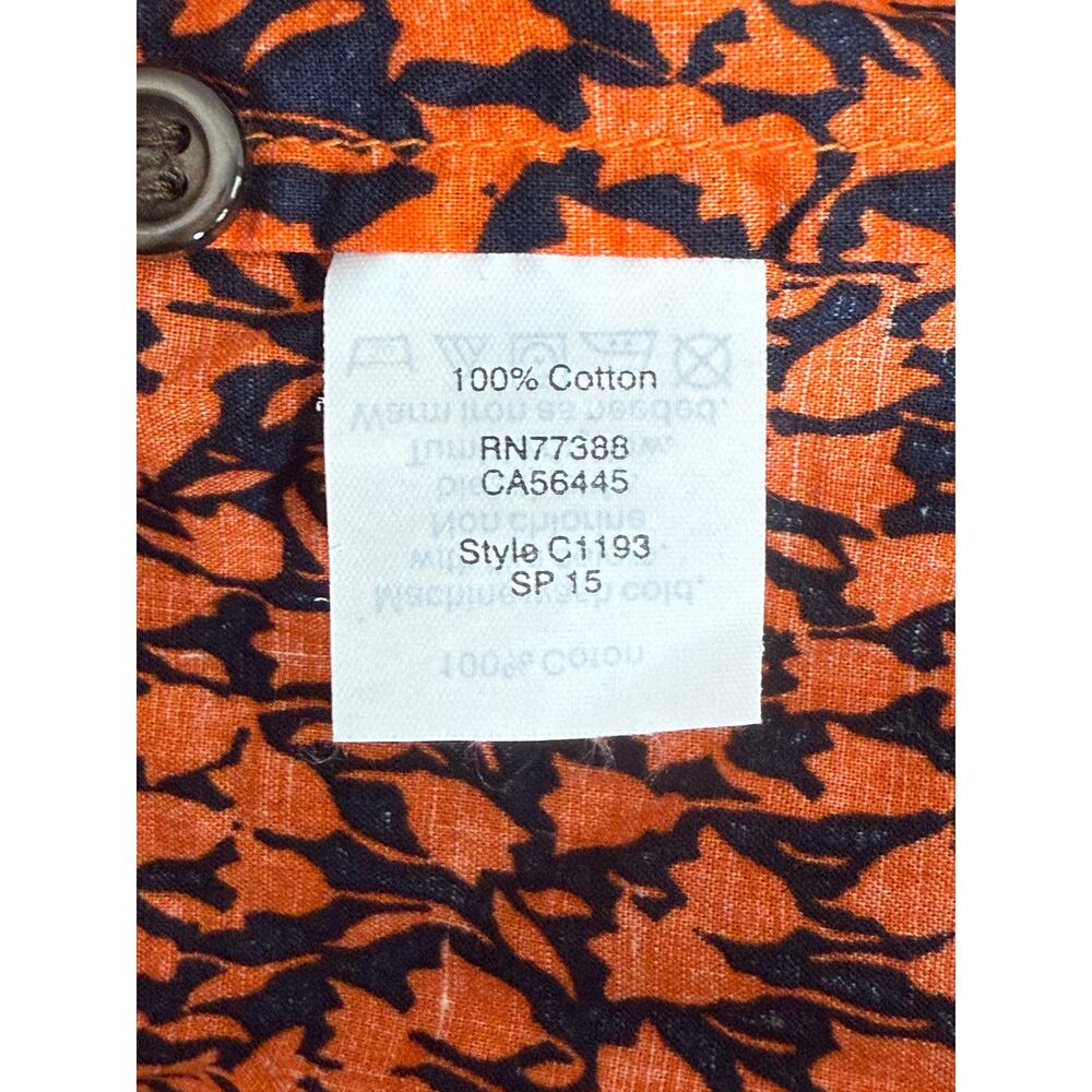 J. Crew Tulip Popover Long Sleeve Collard Half Button Up Shirt S Blue Orange - Picture 8 of 15